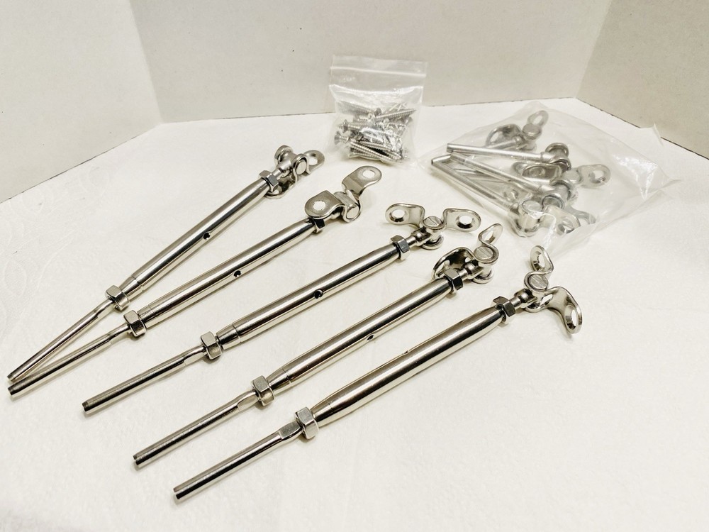 (5 Sets) 1/8" Cable Railing Kit Swage Toggle Turnbuckle Hardware Adjustable T316