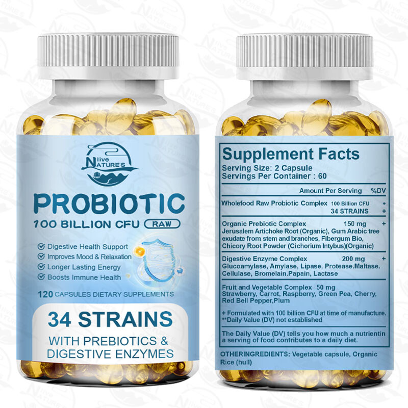 Probiotics 100 Billion CFU Potency Digestive Immune Health 120 Capsules DIGESTIV
