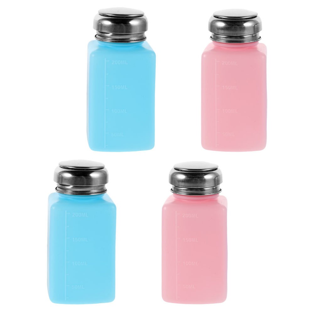 4 Pcs Pump Dispenser Bottle Anti Static Refillable Empty Push down Alcohol