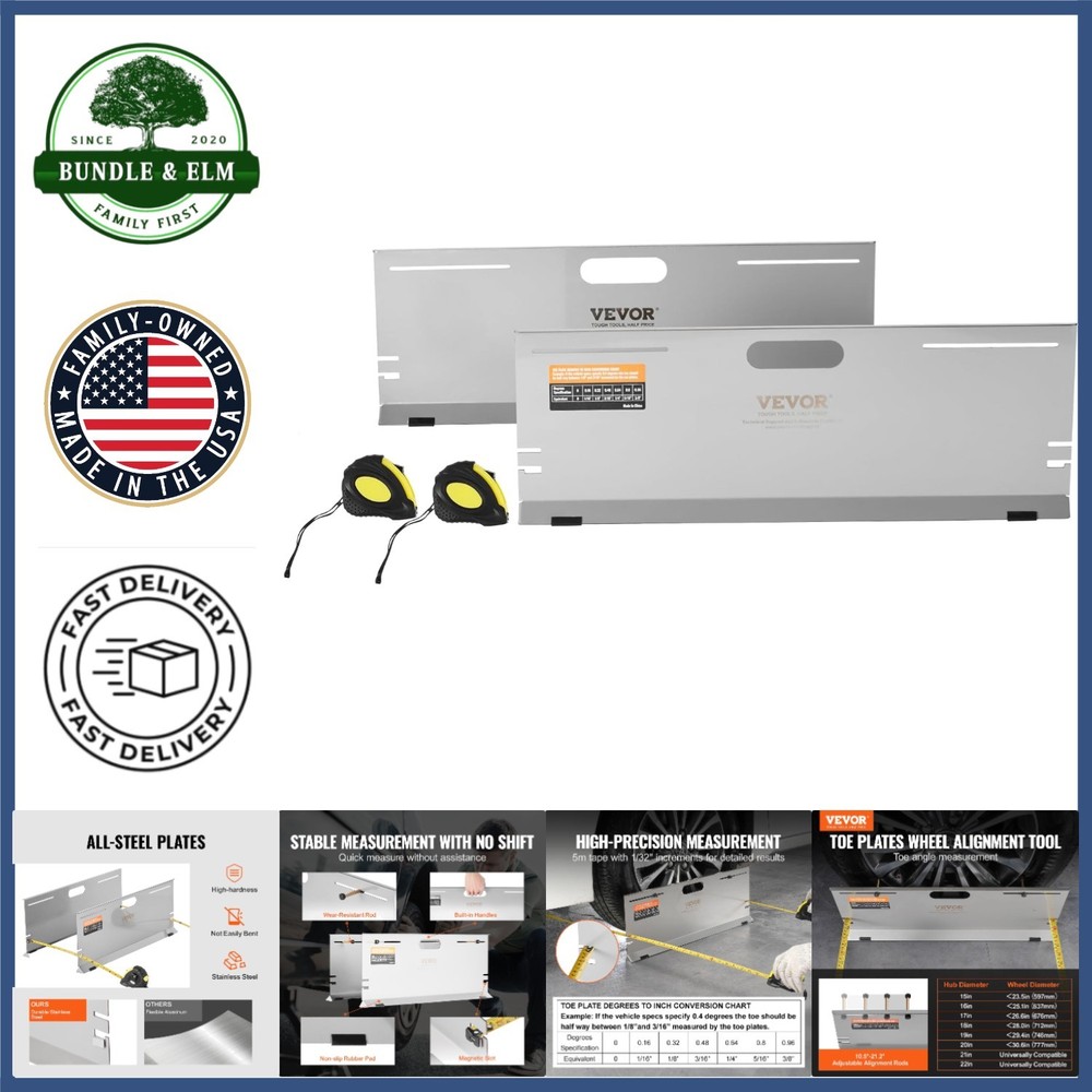 Alignment Tool Plates with Adjustable Rods for Accurate Toe Angle Measurement