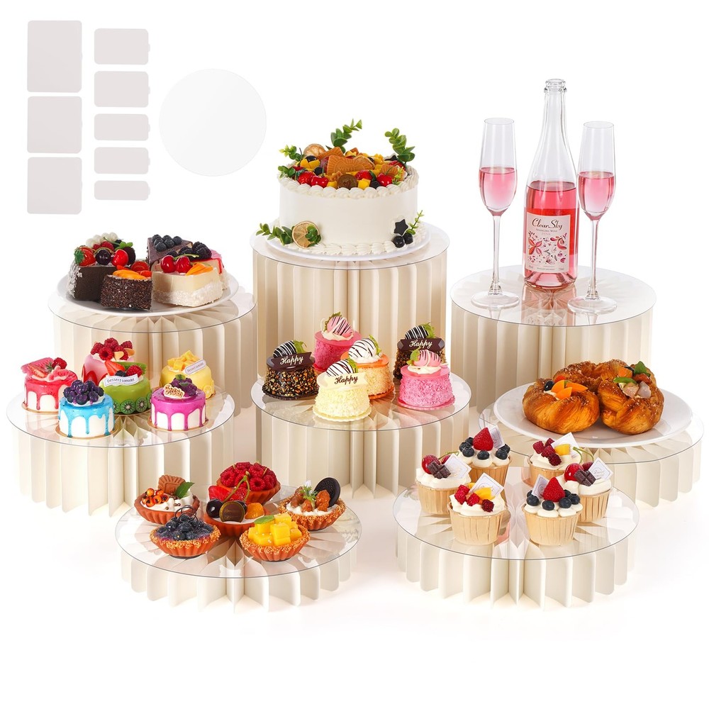 CHEGIF 8 Pack Buffet Risers and Stand, Foldable Food Risers for Buffet Table ...