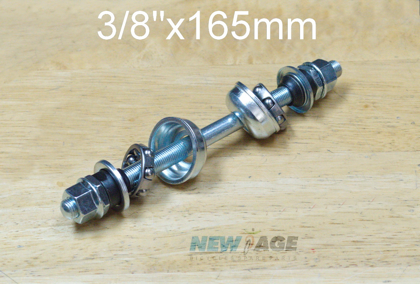 New Rear Hub Axle Spindle 3/8”x165mm with Bearings & Cups BMX Bicycle Bike