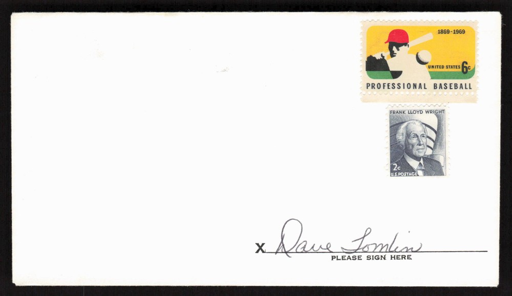Dave Tomlin Signed Baseball Postal Envelope Cincinnati Reds Autograph Auto