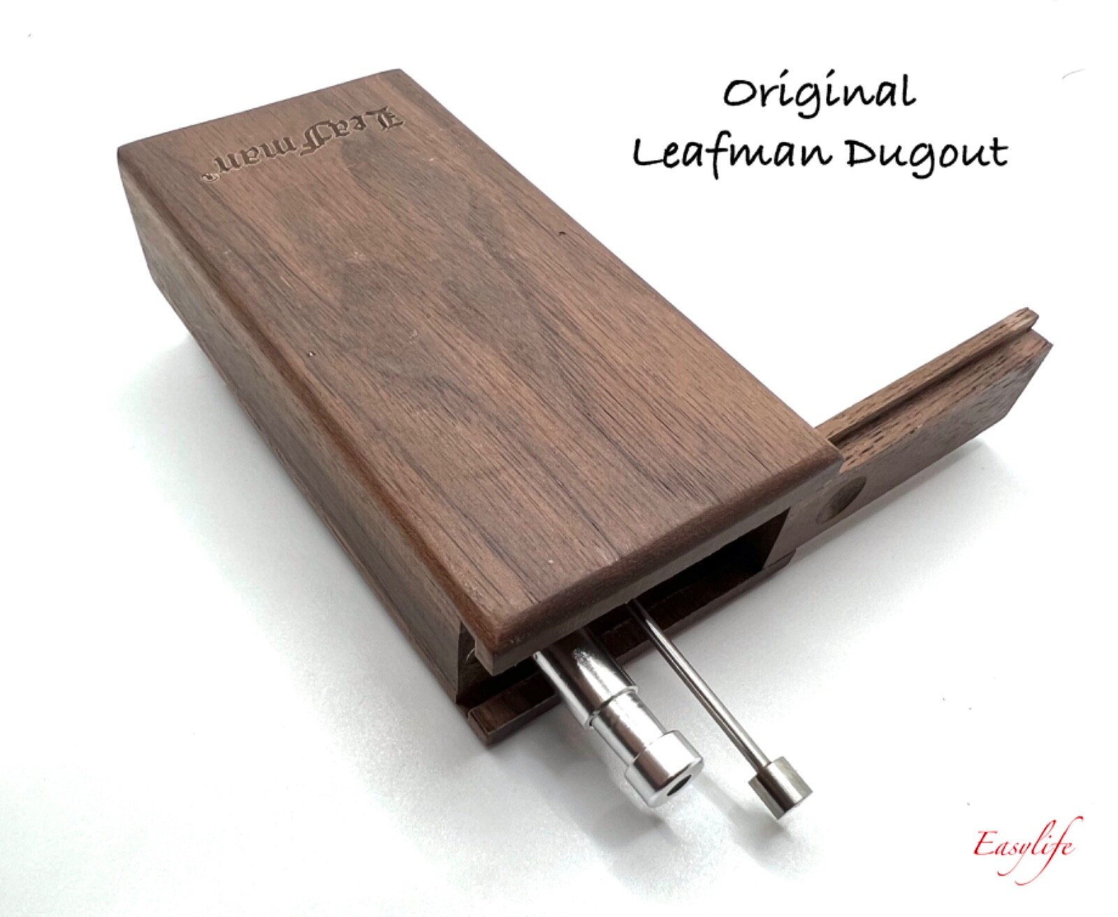 Wood Dugout (LEAFMAN) With Self Cleaning Pipe And Pipe Cleaner SAME DAY SHIP