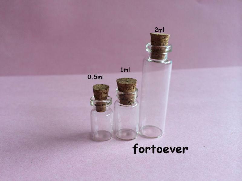 1ml 100pcs Good Quality Clear Glass Bottles with Corks Jars Small Bottle