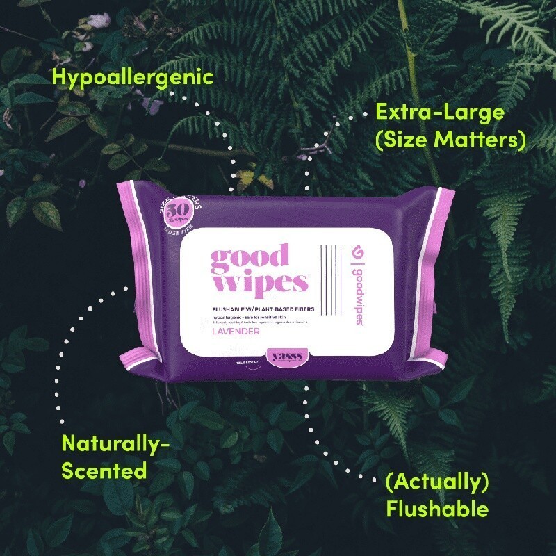 Flushable Butt White Wipes Lavender Scented Biodegradable 150 Count Soft Strong