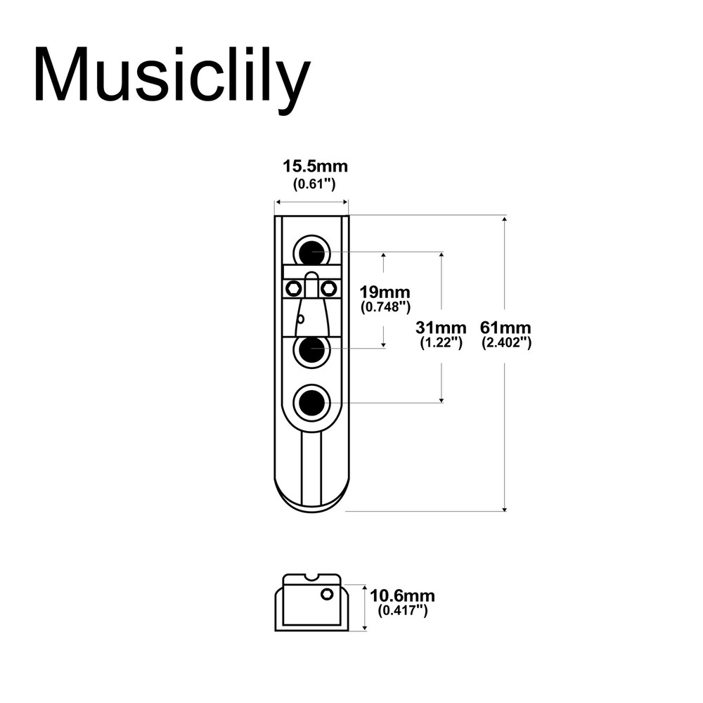 Musiclily Pro Black Individual Bass Bridge Single Lock Down For 3rd 4th String