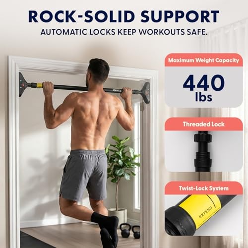 Doorway Pull Up Bar, Adjustable Door Frame Pull Up Bar with Level 29.5-37″