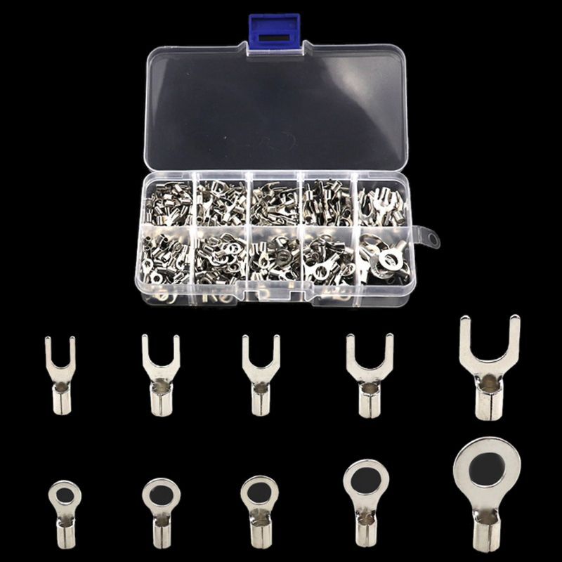320 Pcs Non-Insulated Ring Fork U-Type O-Type Terminals Battery Cable Terminals
