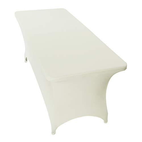 2PCS 6FT Spandex Table Cover Rectangular Stretch Spandex Tablecloth Ivory6FT