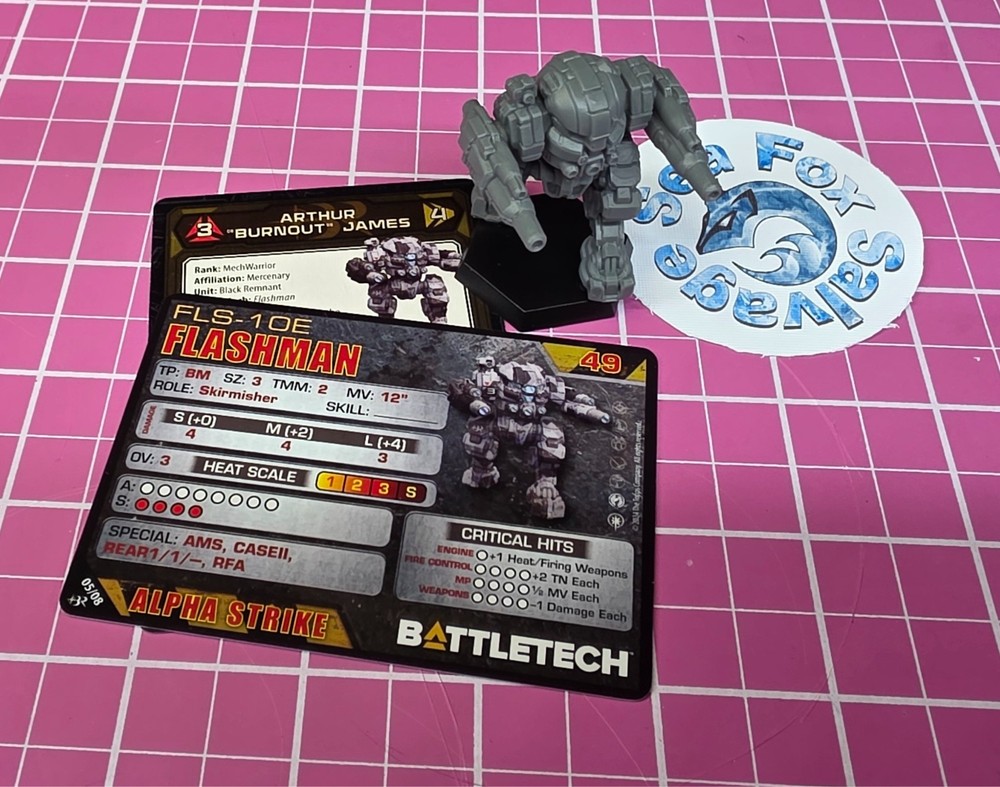 BattleTech Flashman Mech  -- Black Remnant Command Lance + Cards