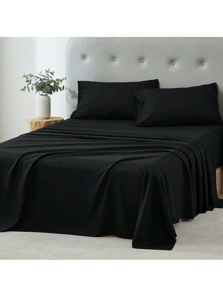 3/4 Piece Bed Sheet Soft Cooling Comfortable Breathable Bedding, Black
