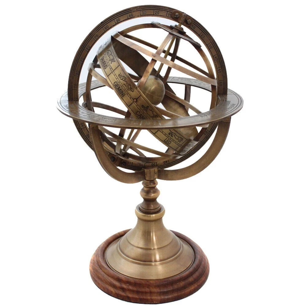 Globe Engraved Brass Tabletop Armillary - Nautical Sphere Globe 12'' inches