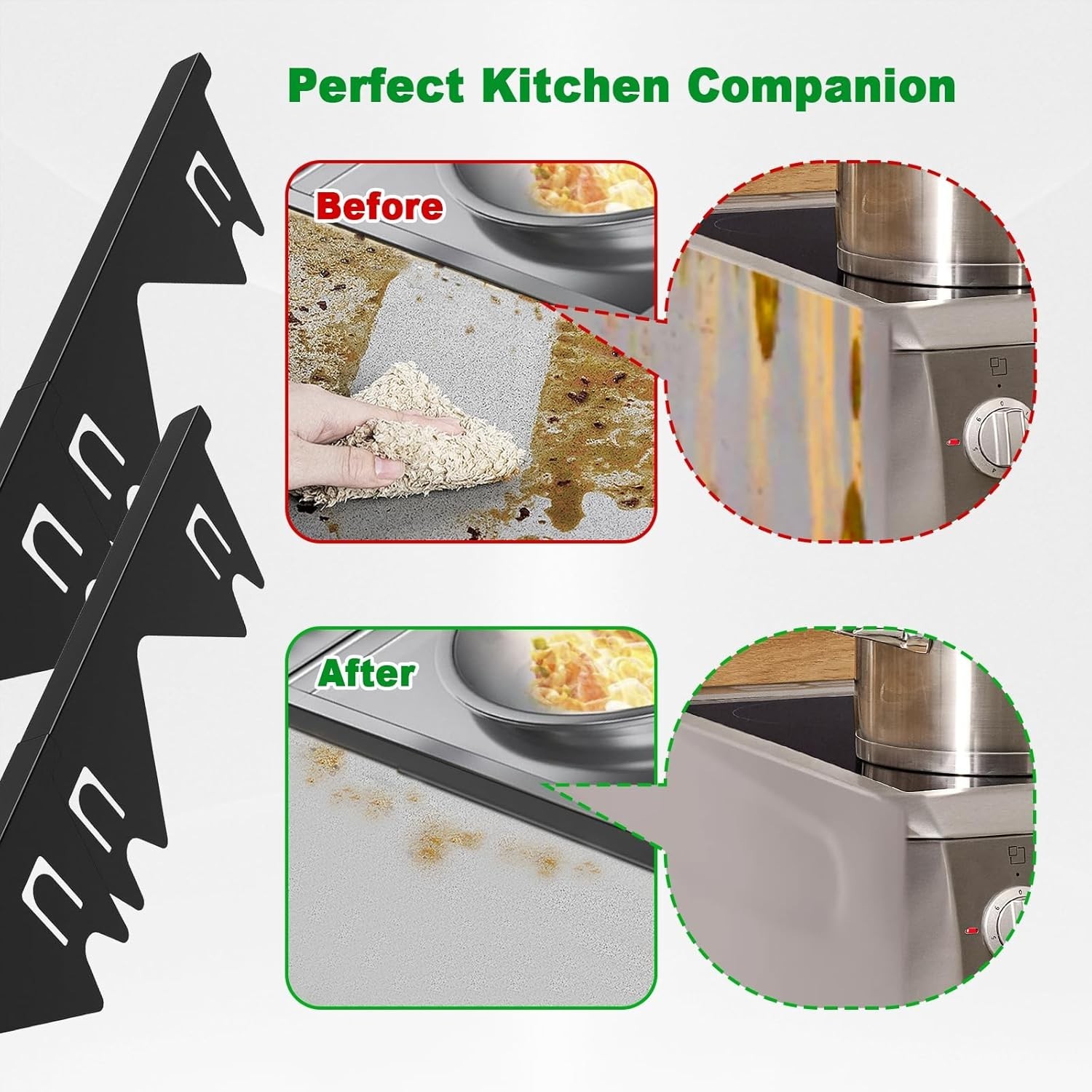 Stainless Steel Stove Gap Covers Adjustable Filler(2 Pack) Guard Range Trim Kit