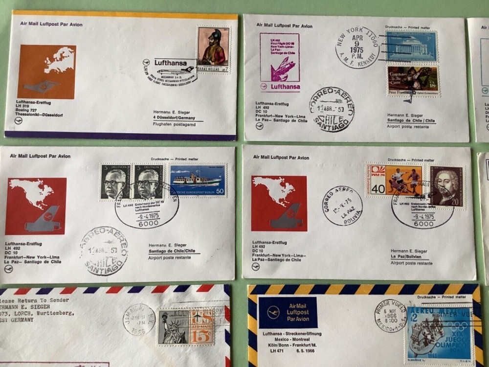 Airmail flight covers 12 mixed items RefA1631