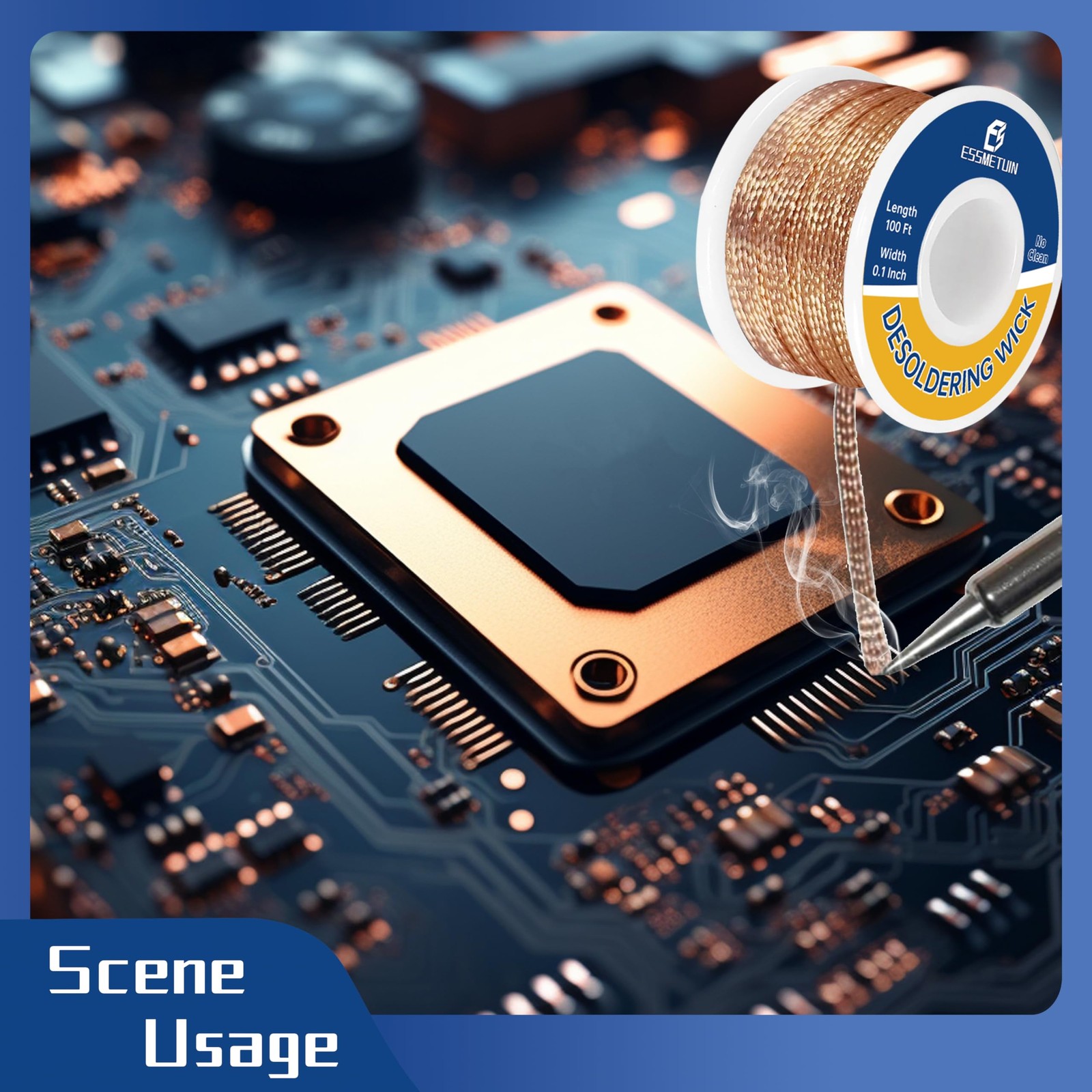 Essmtuin Solder Wick Braid 100Ft with Flux for Electronic, W 0.10'' L 100'