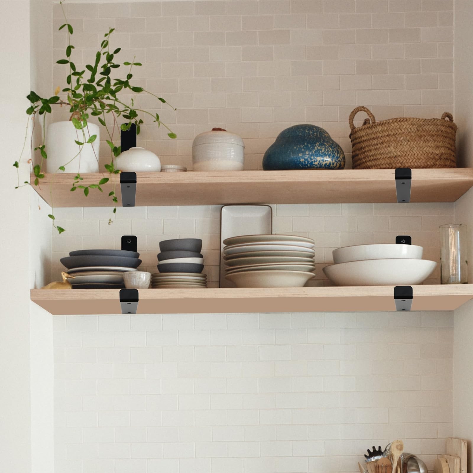 4 Pack Rustic Farmhouse Shelf Brackets 9.25in Iron Floating Shelf Support