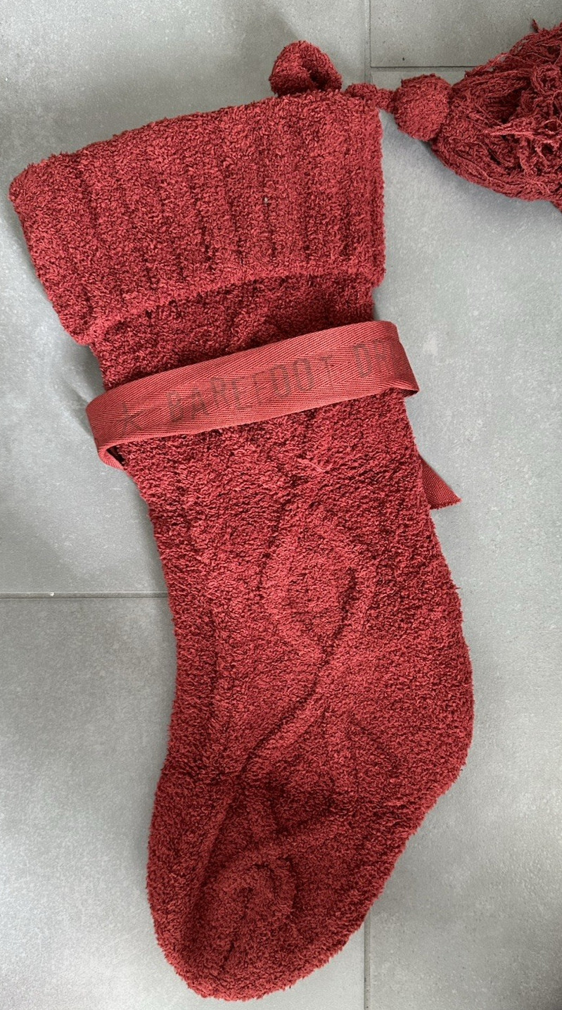 Barefoot Dreams Crimson Red CC Cable Holiday Stocking Christmas One Size NEW