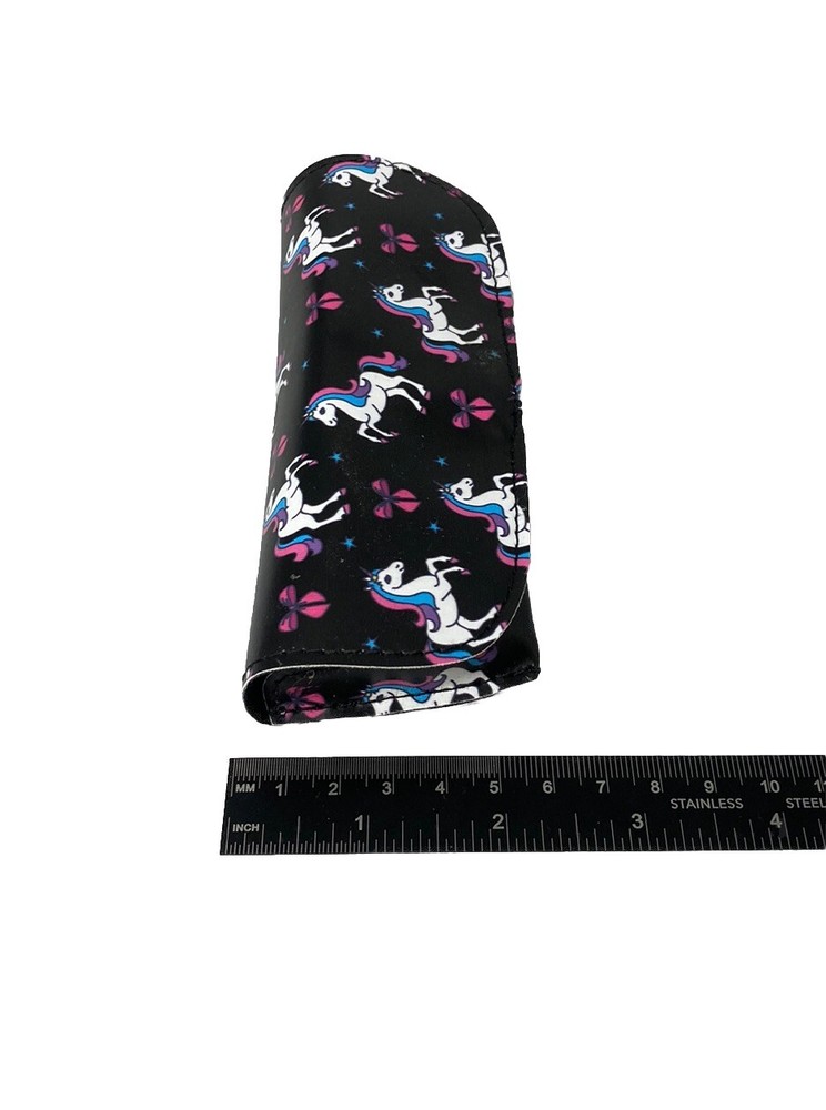 New Unicorns Black Semi Hard Eyeglass Case With Flip Closure Hook & Loop