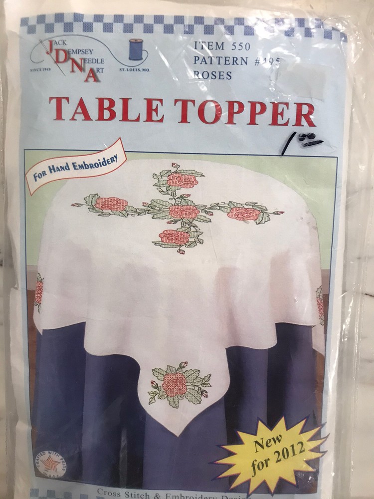 Jack Dempsey needlepoint table topper 35” square Granny core  495
