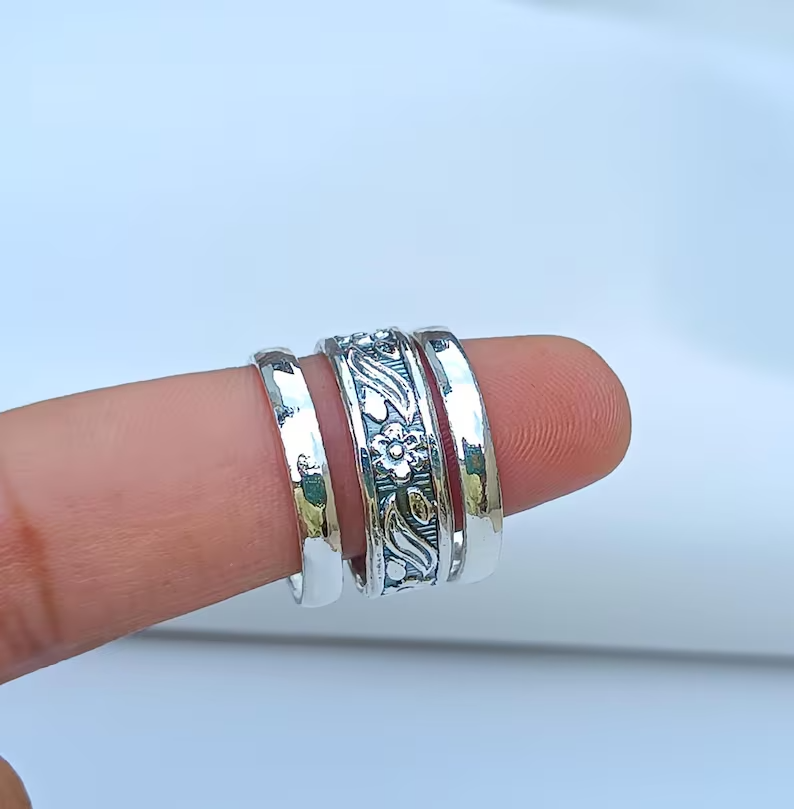 Set Of 3 Sterling Silver Ring , Silver Midi Ring , Silver Stacking Ring All size