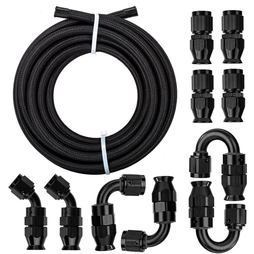 4AN-6AN-8AN-10AN Nylon Braided PTFE Fuel Line 10FT-30FT with 20 Fitting Hose Kit