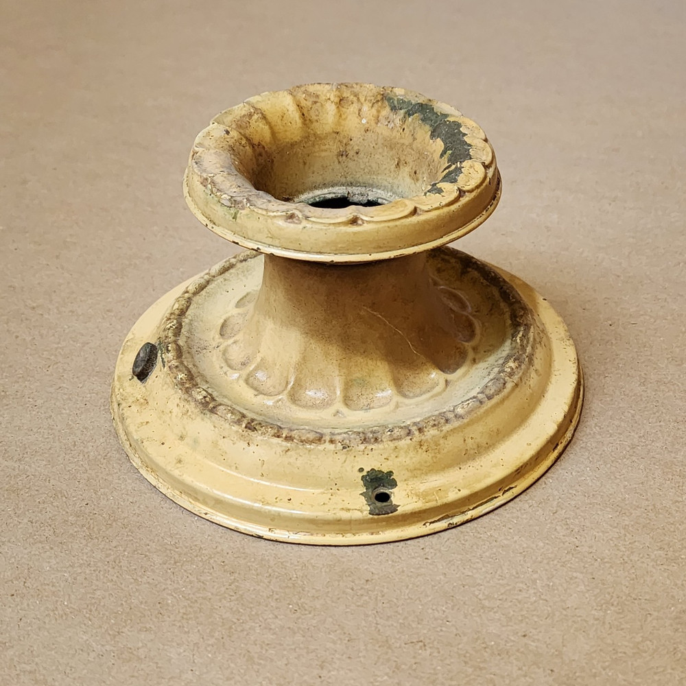 Antique Pressed Tin Ceiling Light Mount – Deco-Era Base, Original Patina