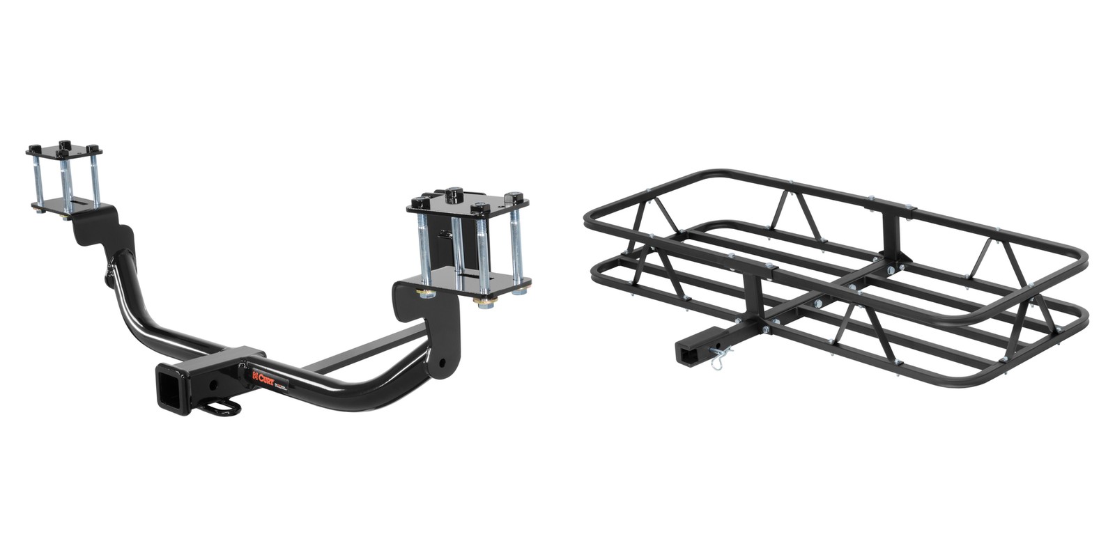 Trailer Hitch + Cargo Carrier Basket Fixed 500lbs CURT Class 3 Receiver #13177