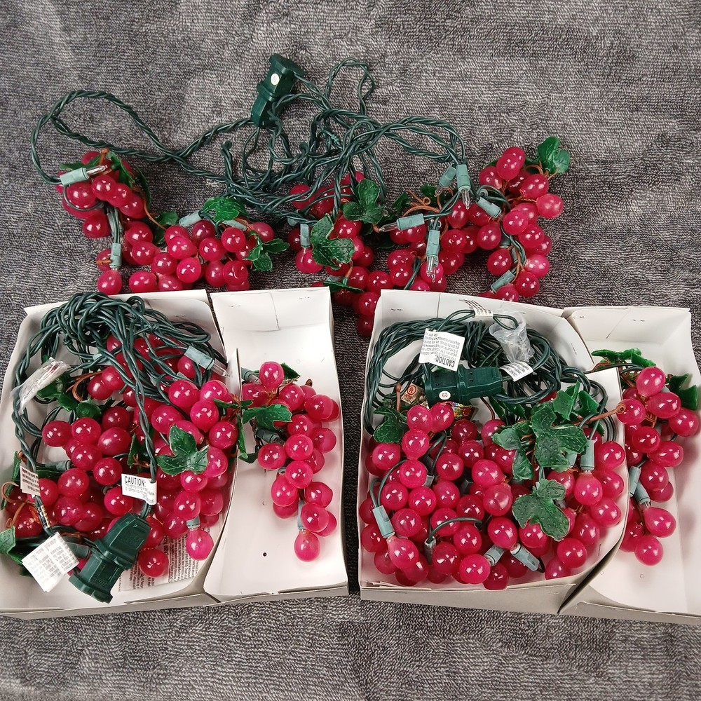 3 Sets Red Grape Cluster Lights String Indoor Outdoor String Lighted Wine Patio