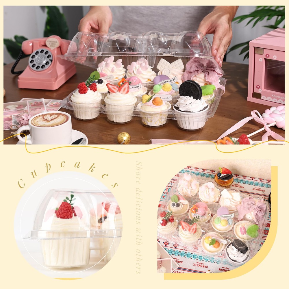 20 Pack Dozen Cupcake Containers with 240 Liners Stackable Carrier 12 Count