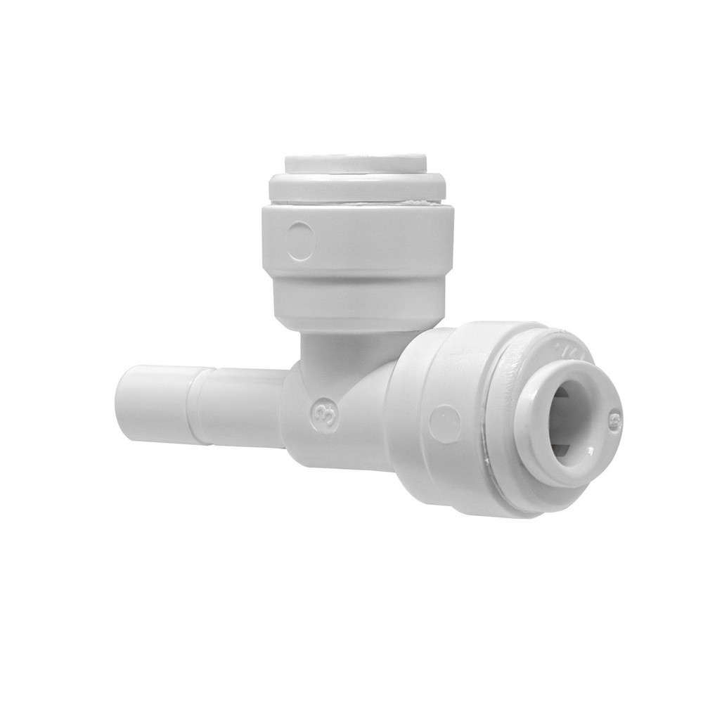 Quick connect stem run tee. 1/4" quick connect x 1/4" stem run. Certified by NSF