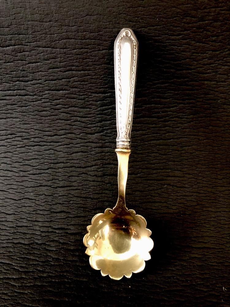 Antique Continental 800 Silver Handle Small Serving Desert Spoon