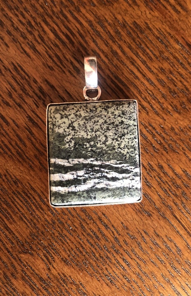 Forest Green Opal Square Pendant Artisan Handcrafted