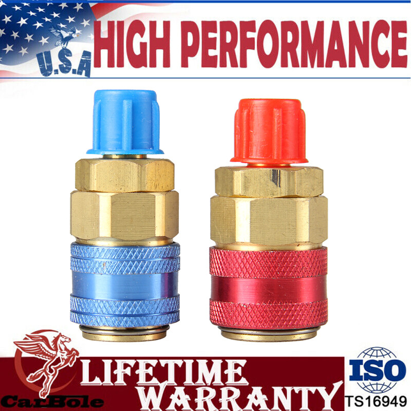 2Pcs Quick Connector Adapter Coupler Auto A/C Manifold Gauge Low/High HVAC Tools
