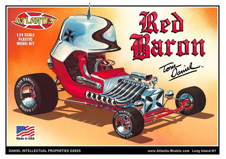 New Atlantis 1:24 Tom Daniel Red Baron Show Rod w/ Trading Card Model Kit M6740