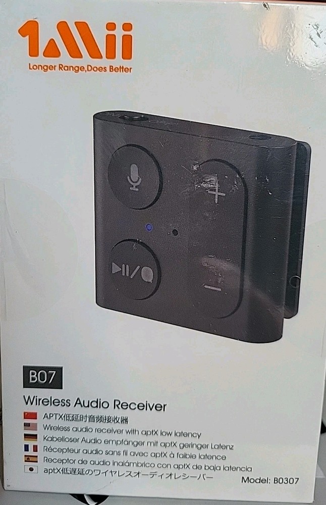 1Mii B07 Pro Bluetooth Audio Receiver Long Range Wireless New Sealed W/Ear Buds