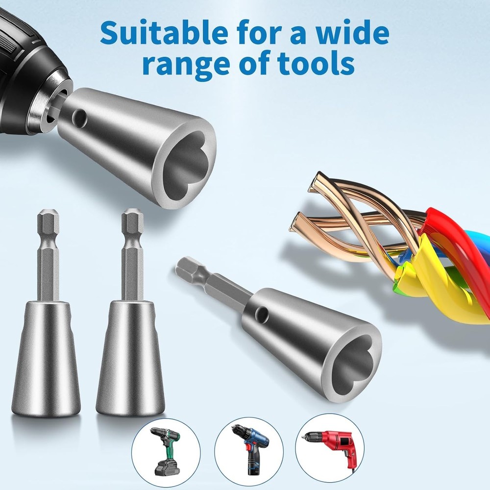 3Pcs Wire Nut Twister Connector Cable Twisting Tool for Electrical Power Drill