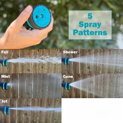 5-Pattern Garden Hose Nozzle with Swivel Connect, Thumb Control