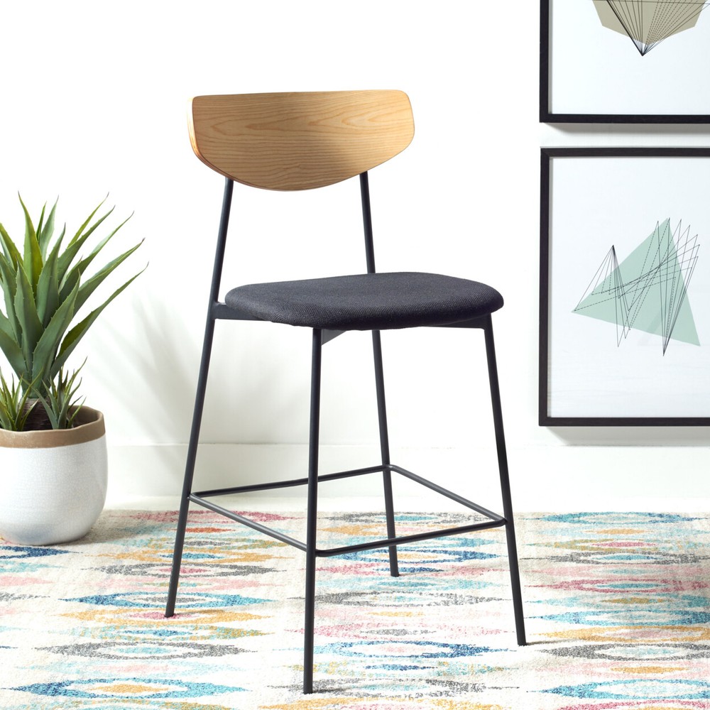 SAFAVIEH Ryker Counter Stool | Oak / Black |