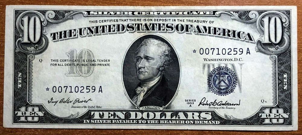 1953-A  $10 SILVER CERTIFICATE STAR NOTE FR.1707*