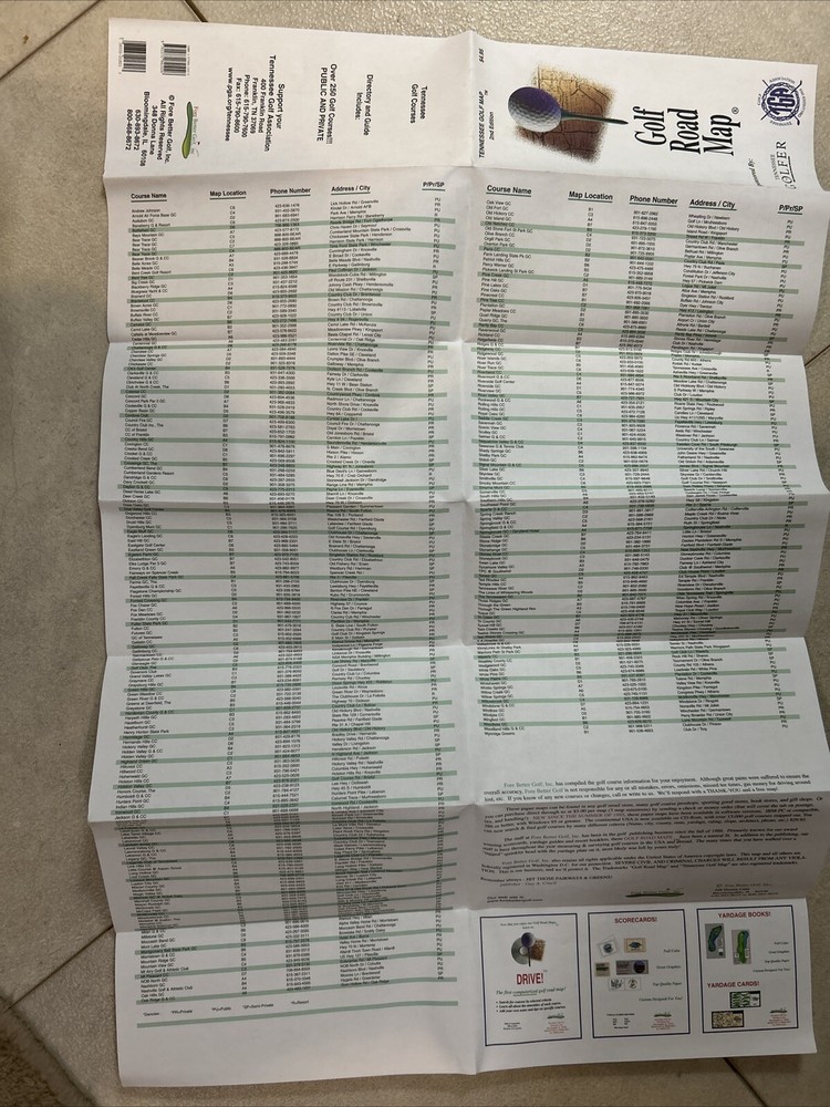 Tennessee Golf Road Map, 2nd Edition