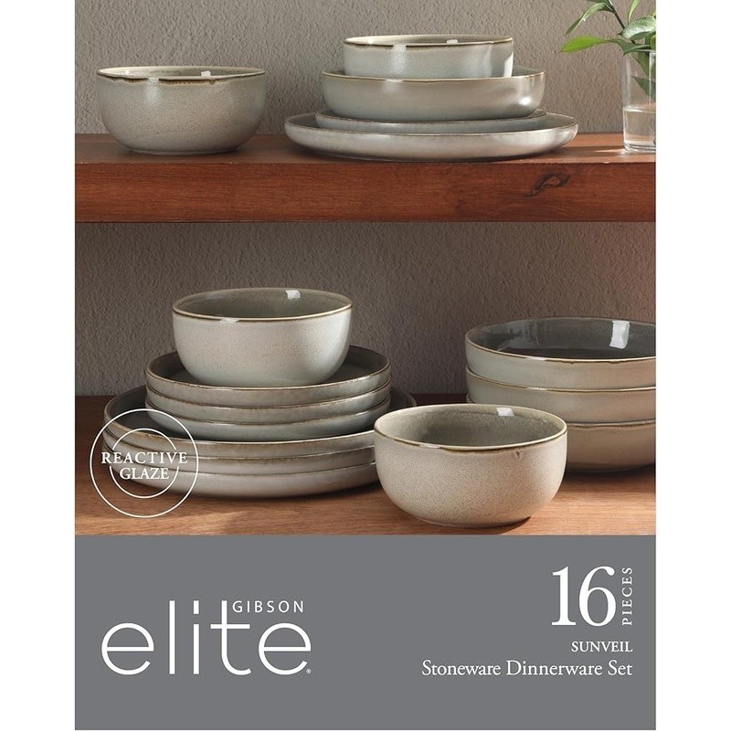 Stoneware Dinnerware Set 16pcs Includes Plates Bowls Gift Ready Durable Kitchen