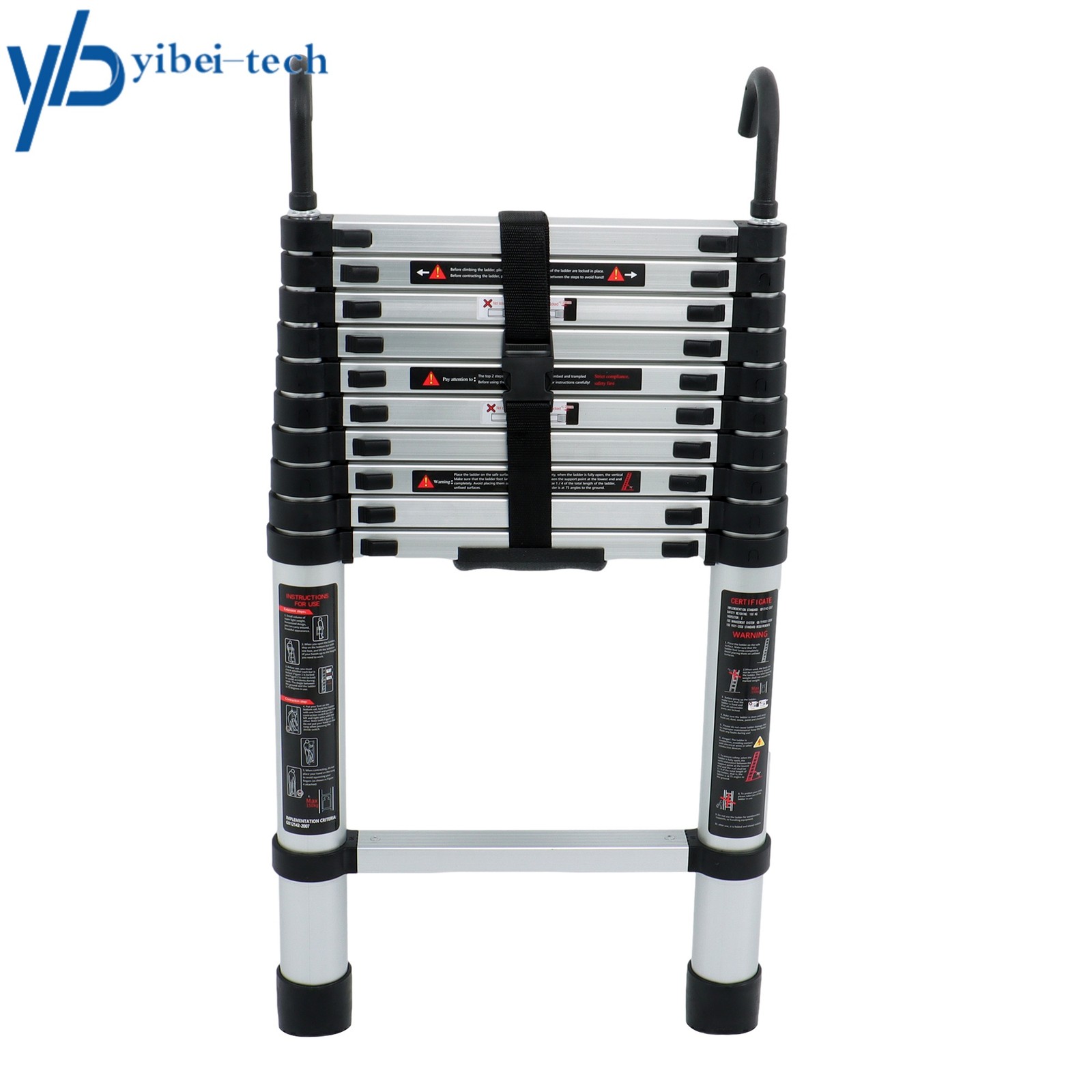 10.5 FT Telescoping Ladder Aluminum Telescopic Ladder with Hooks & Stabilizer