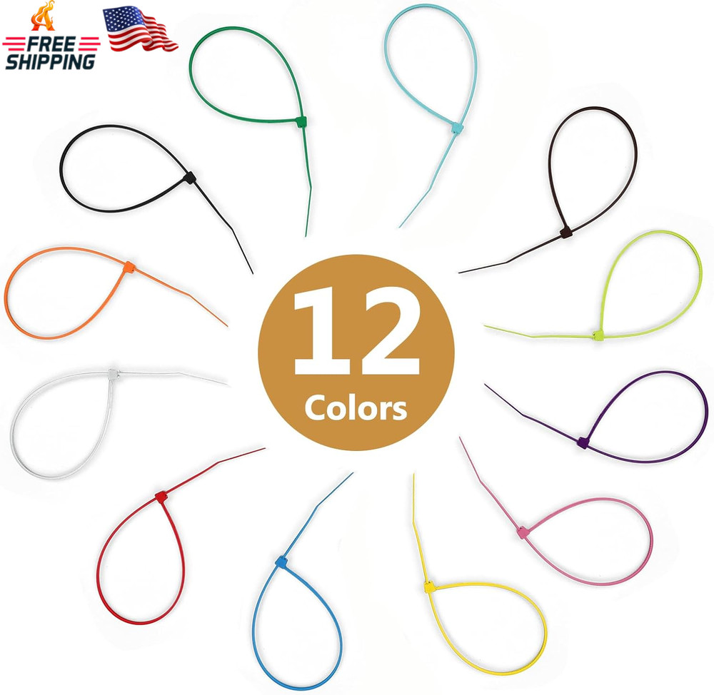 1200 Pieces Zip Ties, Multi-Purpose Assorted Colored Self-Locking Nylon Cable Zi