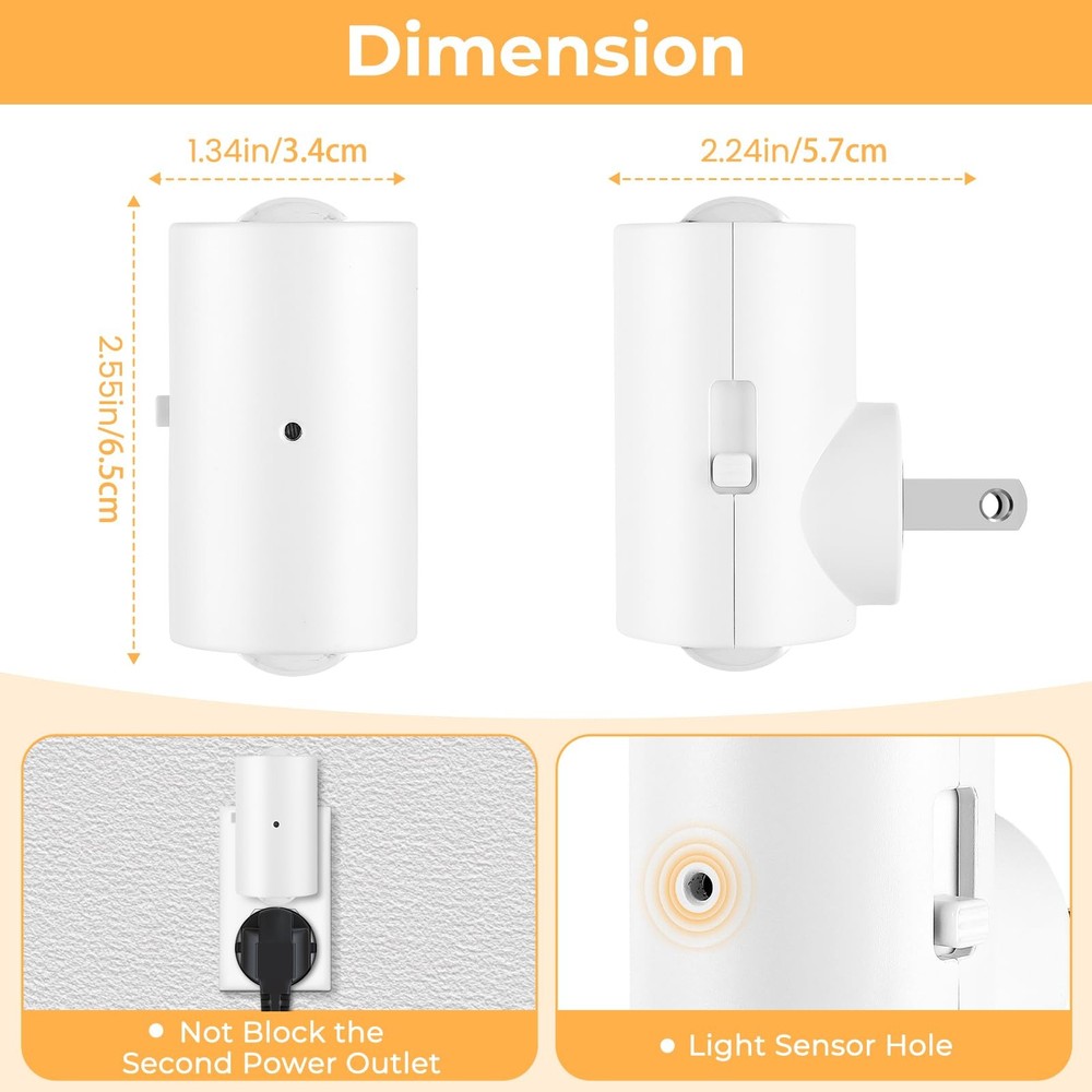Dimmable Night Lights Plug into Wall, Rotatable Plug-in LED Night Light, Dusk...