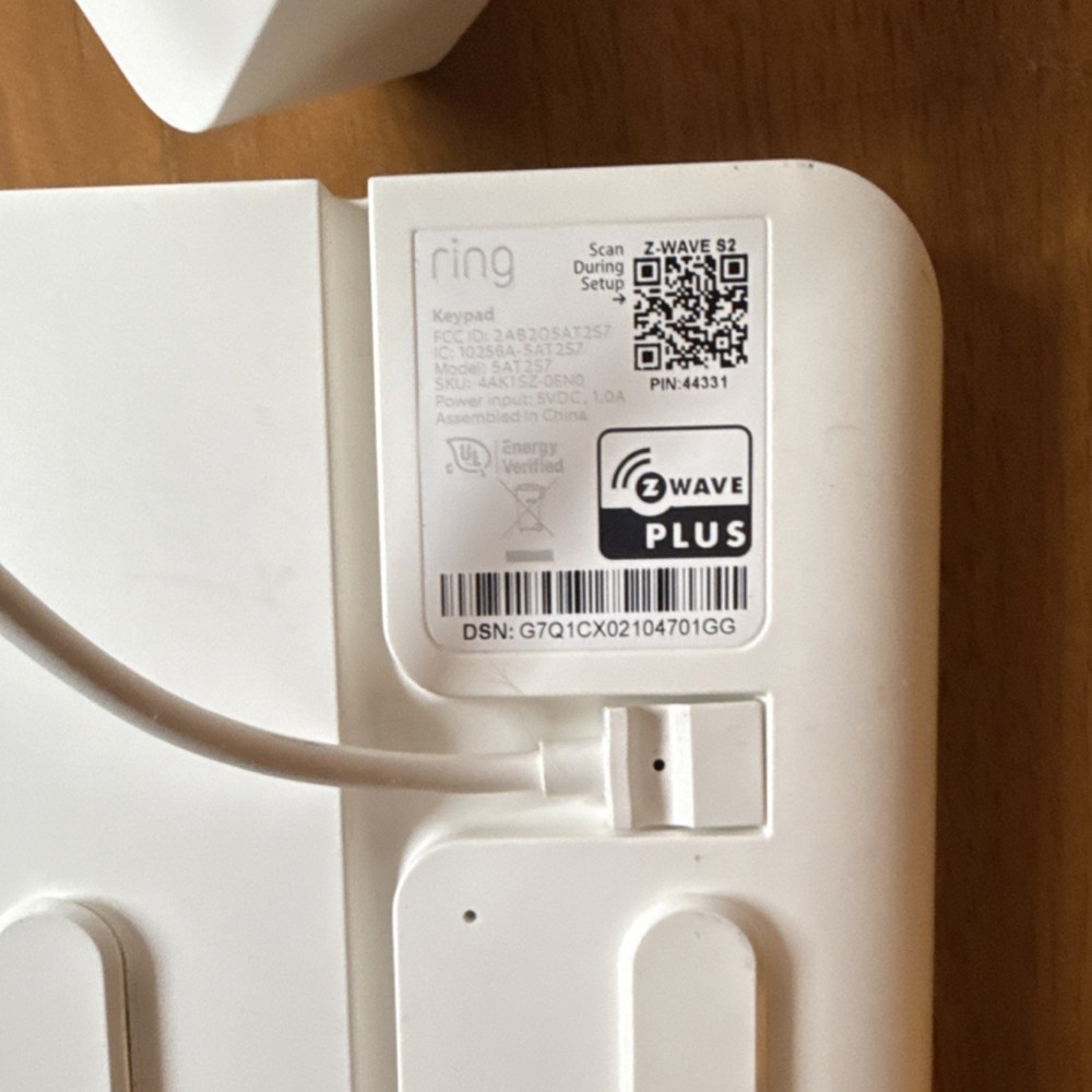 Ring Security Keypad & Base Station Z-Wave Plus Alpha Numeric White Hardwired