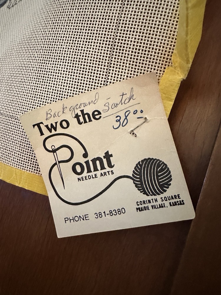 VTG 1950s Cat & Bug Needlepoint Pattern Two The Point Kansas