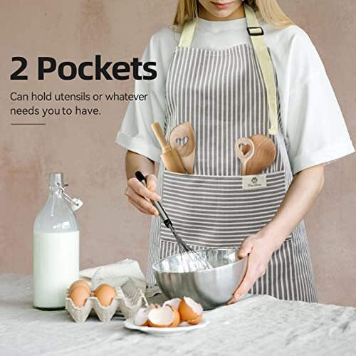 2 Pack Kitchen Cooking Aprons, Adjustable Bib Waterproof Chef Apron Grey/Black