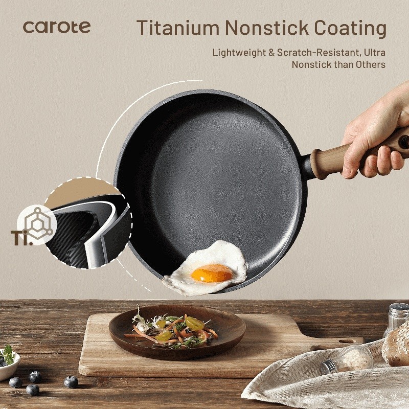 Nonstick Titanium Cookware Induction Compatible Easy Clean Durable Handle New