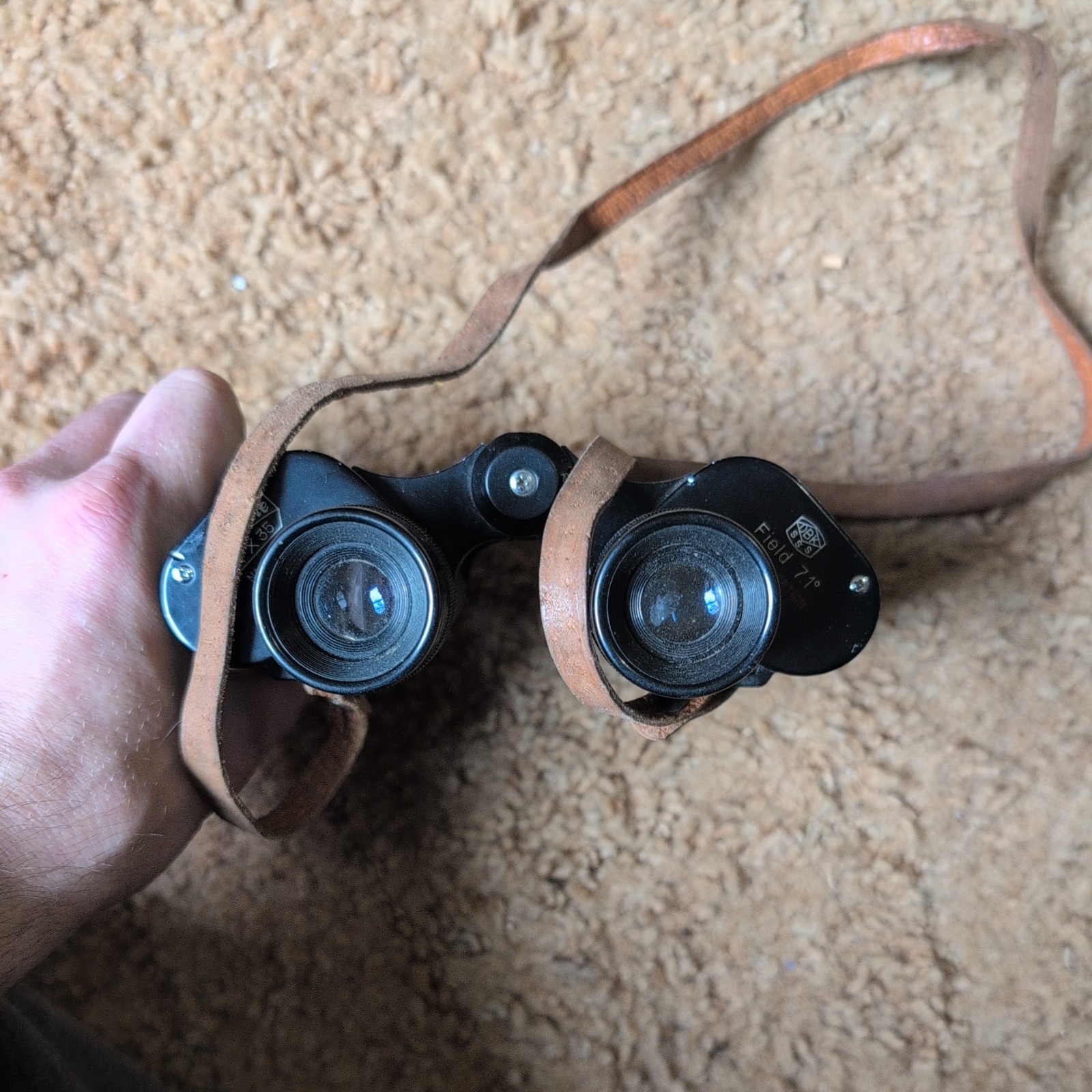 Japan Antique Vintage SKYLINE 7x35 Binoculars Leather Case Original Box extras